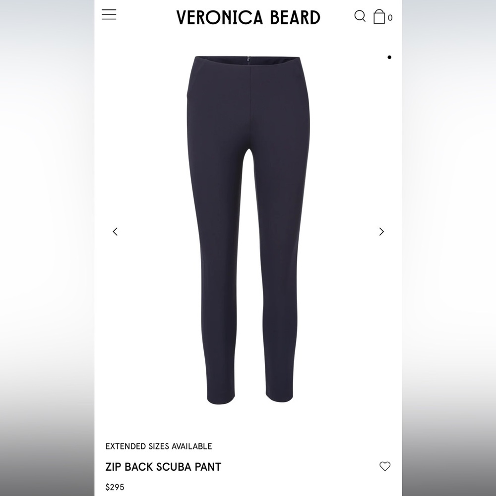 Veronica Beard Zip Back Scuba Pant Size 6